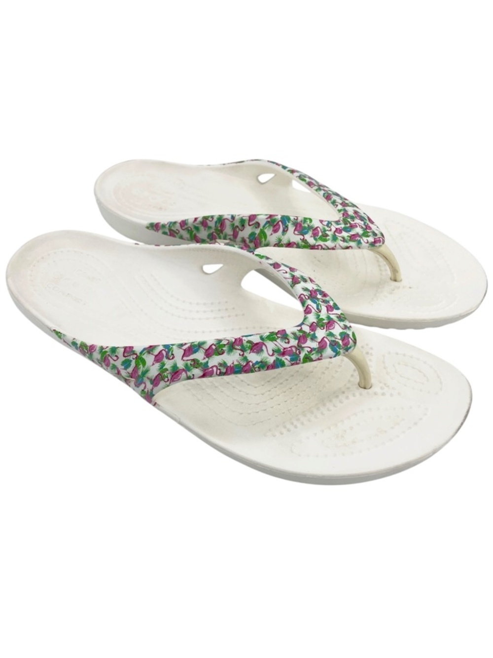 CROCS Kadee II flamingo white flip flop sandals women’s Size 9